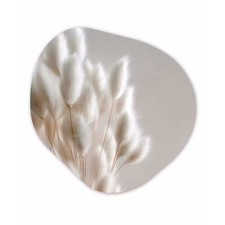 Pluimen - Beige - Minimalistisch Wandcirkel Organisch Aluminium middel -3d