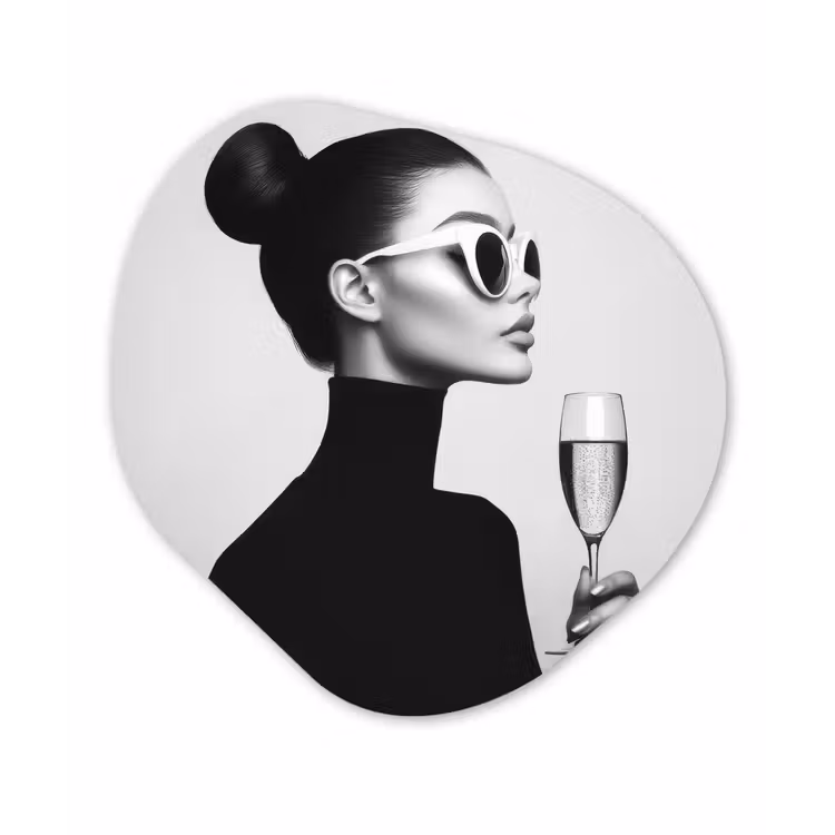 Vrouw - Champagne - Modern Wandcirkel Organisch Aluminium middel -3d