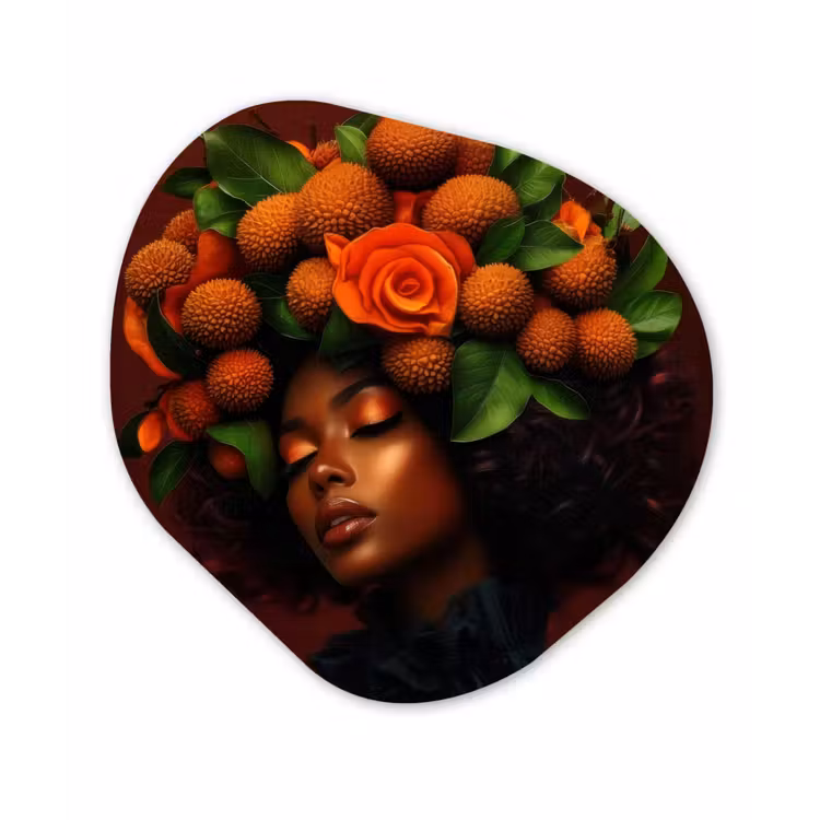 Vrouw - lychee - exotisch Wandcirkel Organisch Aluminium middel -3d