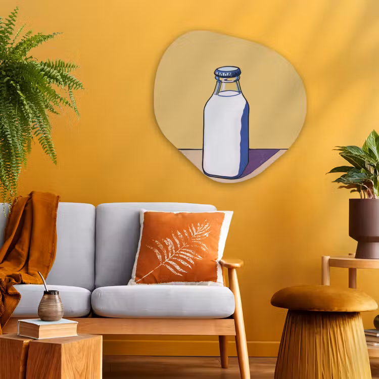 Glazen - Fles - Illustratie - Melk Wandcirkel Organisch Aluminium middel -sfeer4