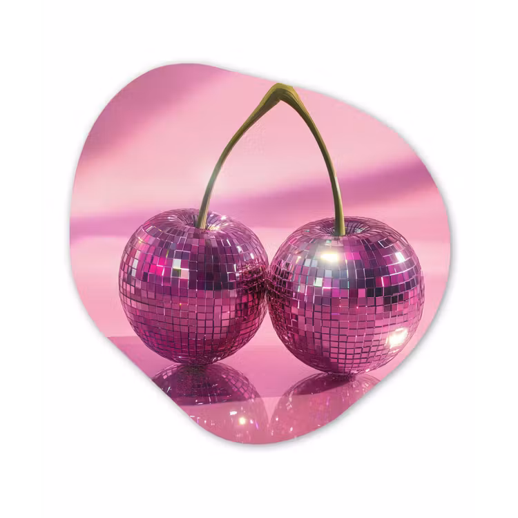 Glitter - Discobol - Roze - Kersen Wandcirkel Organisch Aluminium middel -3d