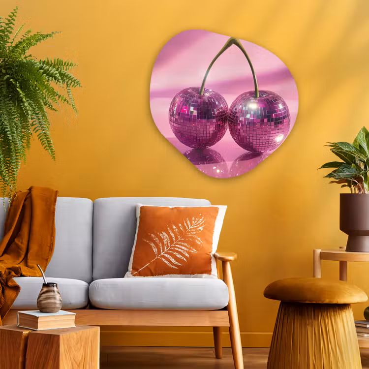 Glitter - Discobol - Roze - Kersen Wandcirkel Organisch Aluminium middel -sfeer4