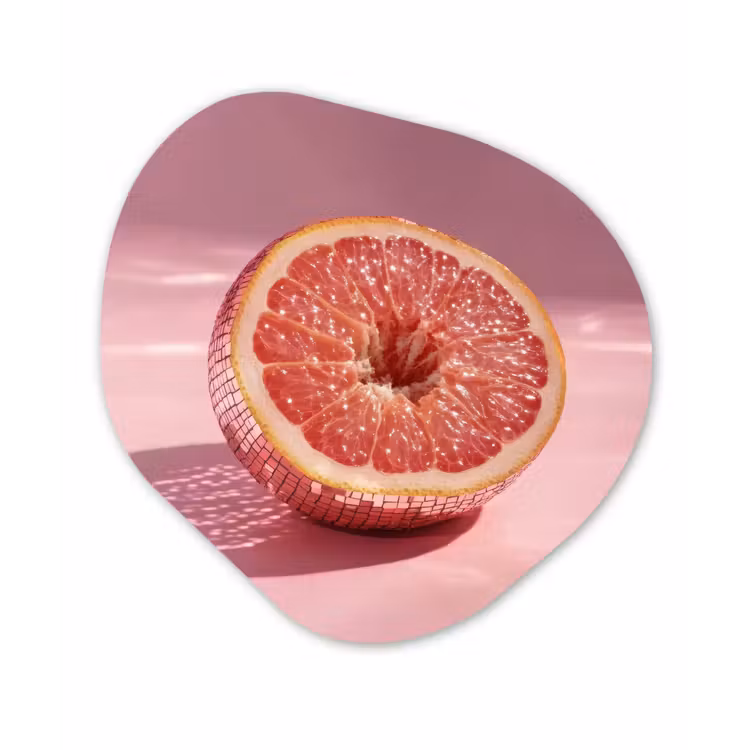 Grapefruit - Roze - Disco - Shiny Wandcirkel Organisch Aluminium middel -3d