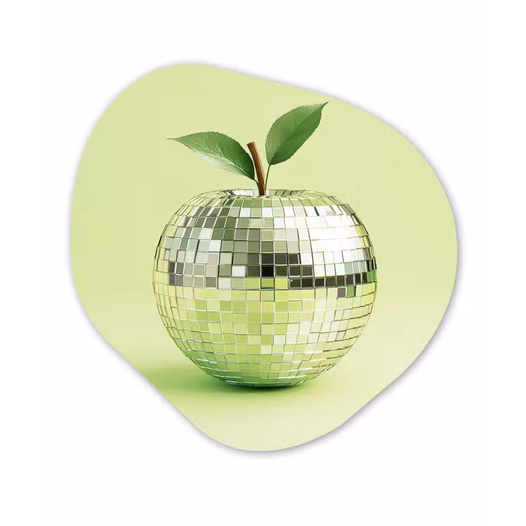 Groen - Disco - Decoratie - Appel Wandcirkel Organisch Aluminium middel -3d