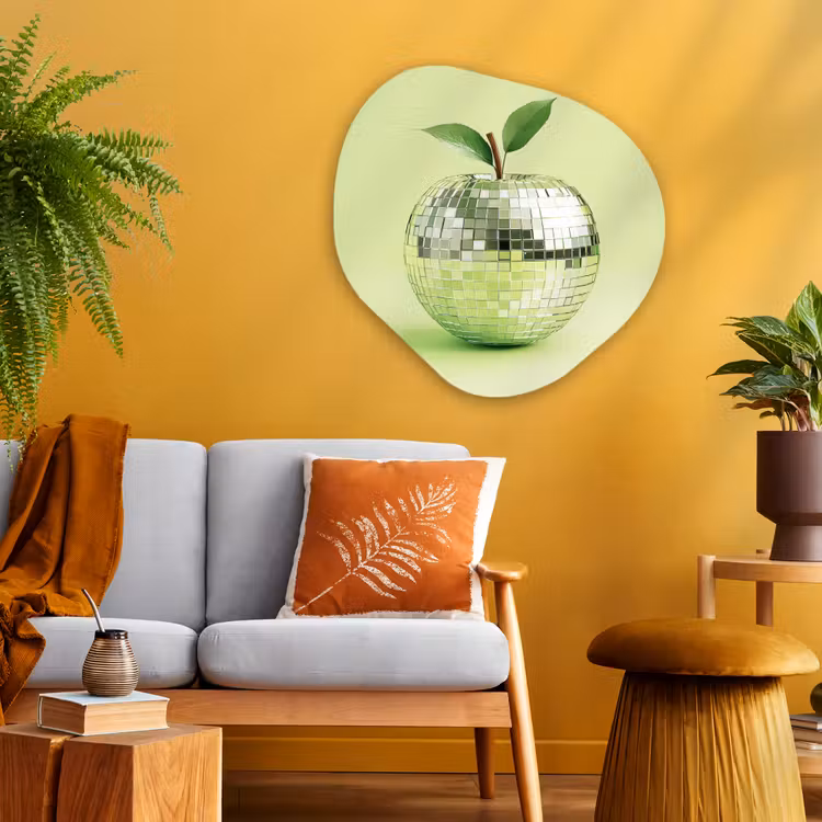 Groen - Disco - Decoratie - Appel Wandcirkel Organisch Aluminium middel -sfeer4