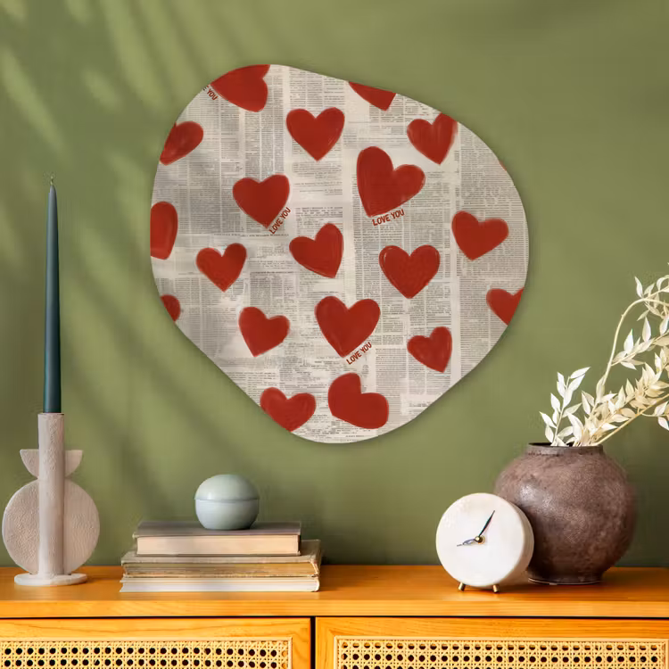 Hartjes - Krant - Loveyou Wandcirkel Organisch Aluminium middel -sfeer2
