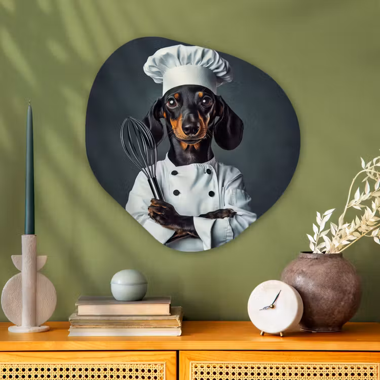 Hond - Garde - Kok Wandcirkel Organisch Aluminium middel -sfeer2
