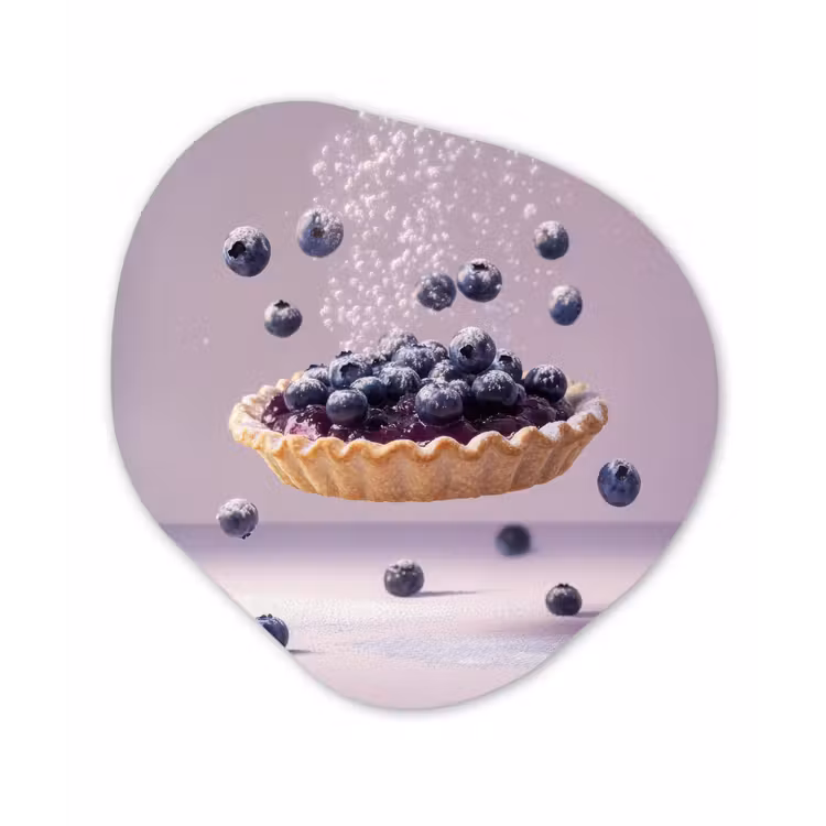 Eten - Taart - Bessen - Blauw Wandcirkel Organisch Aluminium middel -3d