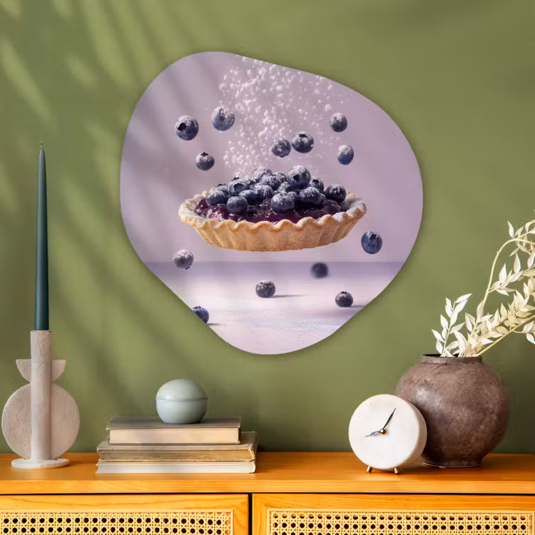 Eten - Taart - Bessen - Blauw Wandcirkel Organisch Aluminium middel -sfeer2