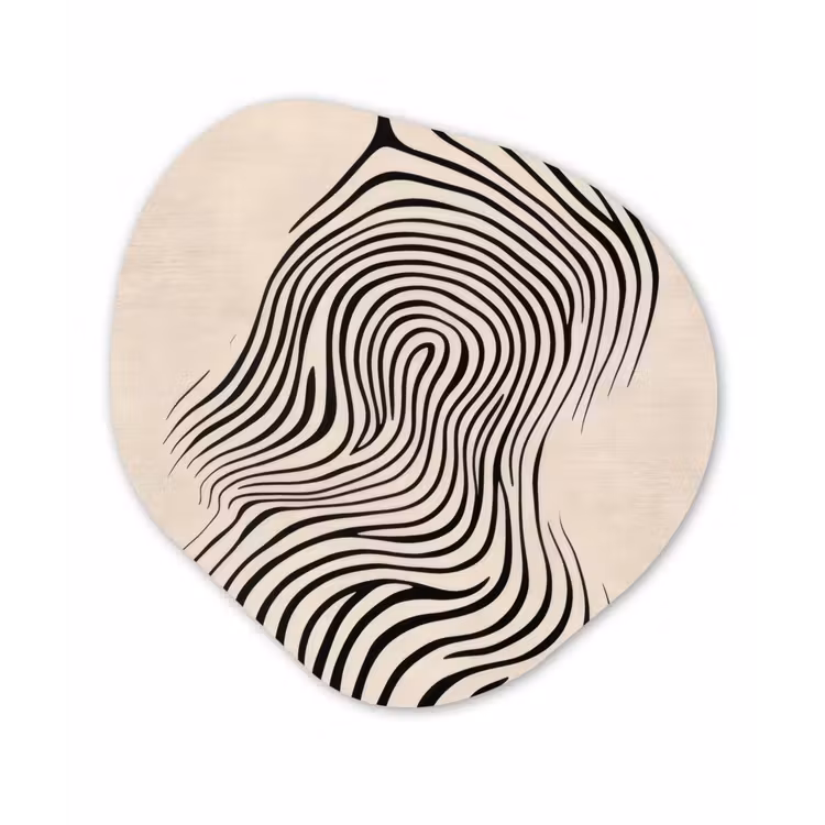 Lijnen - Abstract - Golvend - Zwart Wandcirkel Organisch Aluminium middel -3d