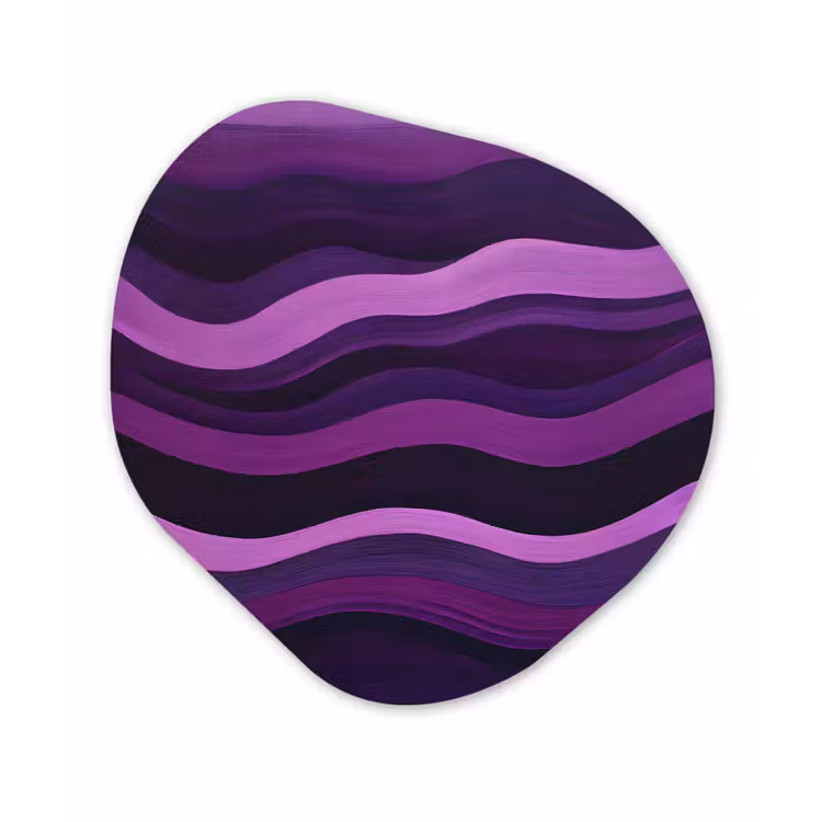 Lijnen - Golven - Paars - Abstract Wandcirkel Organisch Aluminium middel -3d