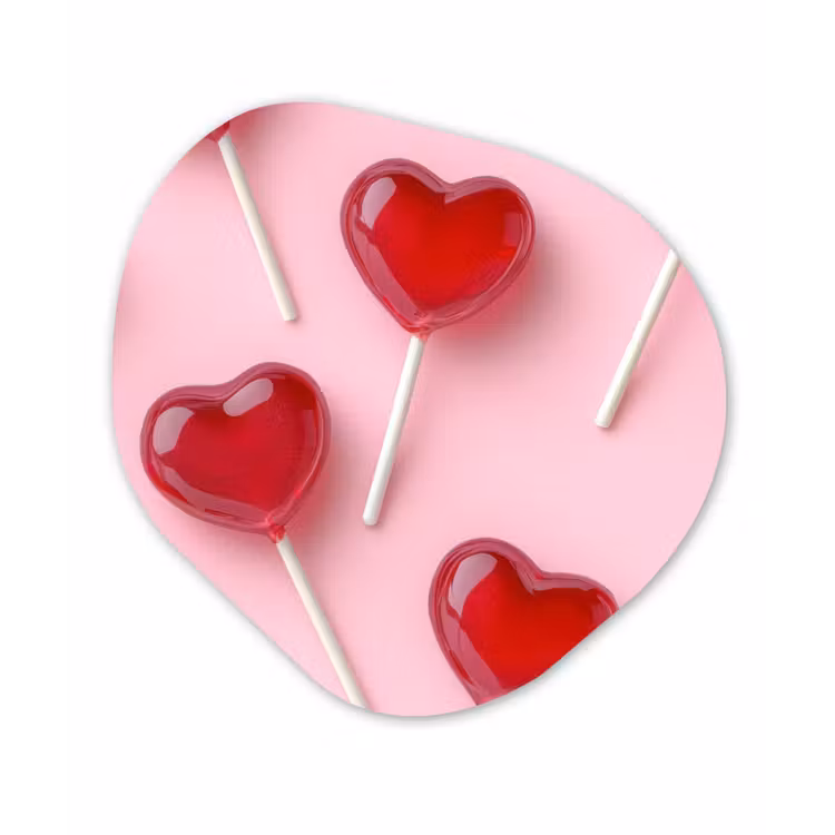 Lollies - Hartjes - Roze Wandcirkel Organisch Aluminium middel -3d