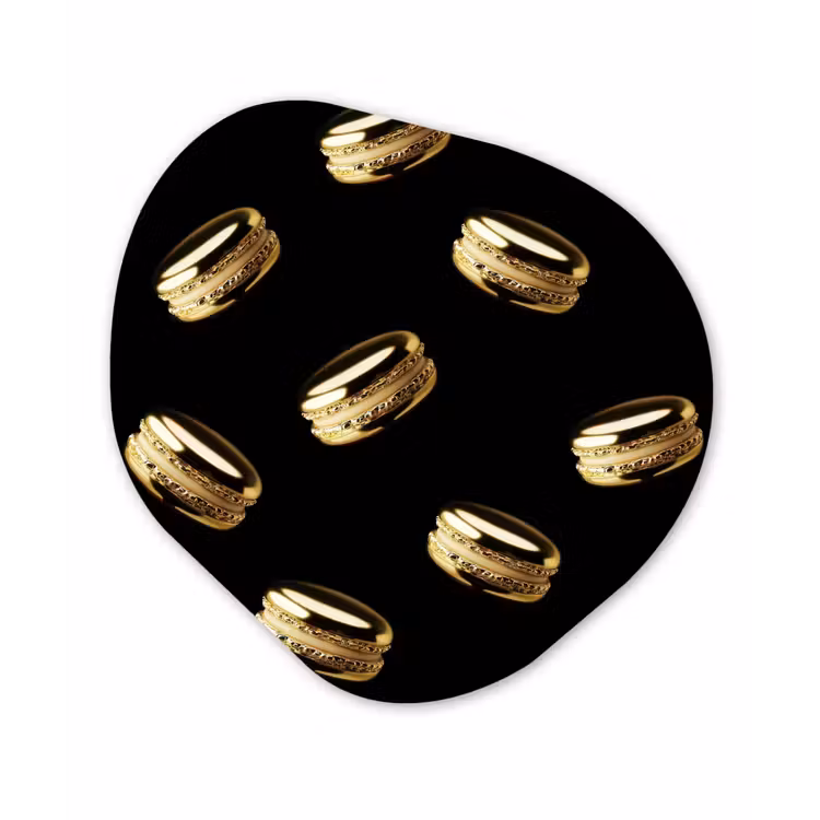 Macarons - Patroon - Goud - Zwart Wandcirkel Organisch Aluminium middel -3d