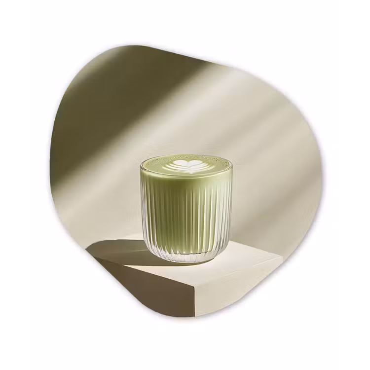 Matcha - Glas - Groen - Minimalistisch Wandcirkel Organisch Aluminium middel -3d