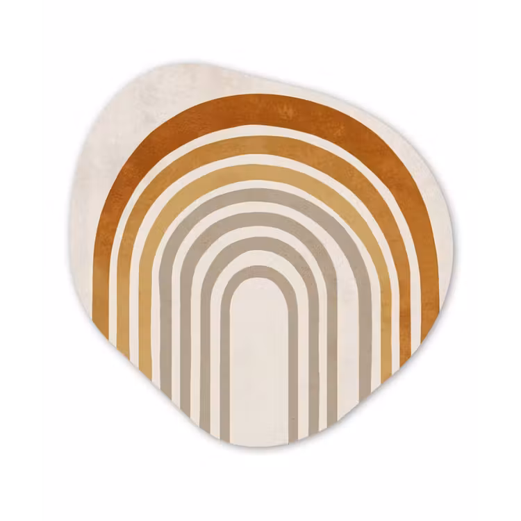 Minimalistisch - Boog - Lijnen - Beige Wandcirkel Organisch Aluminium middel -3d