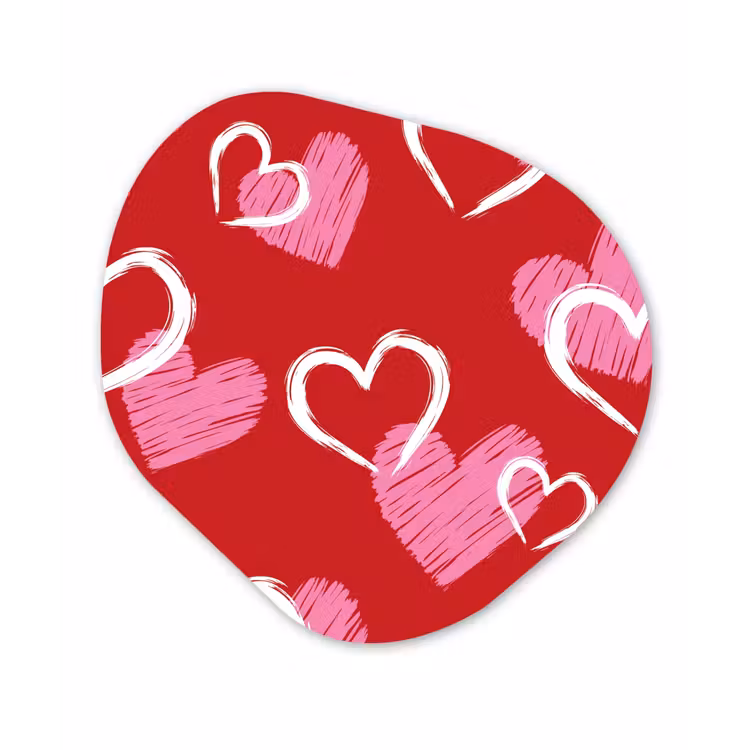 Patroon - Hartjes - Roze - Valentijn Wandcirkel Organisch Aluminium middel -3d