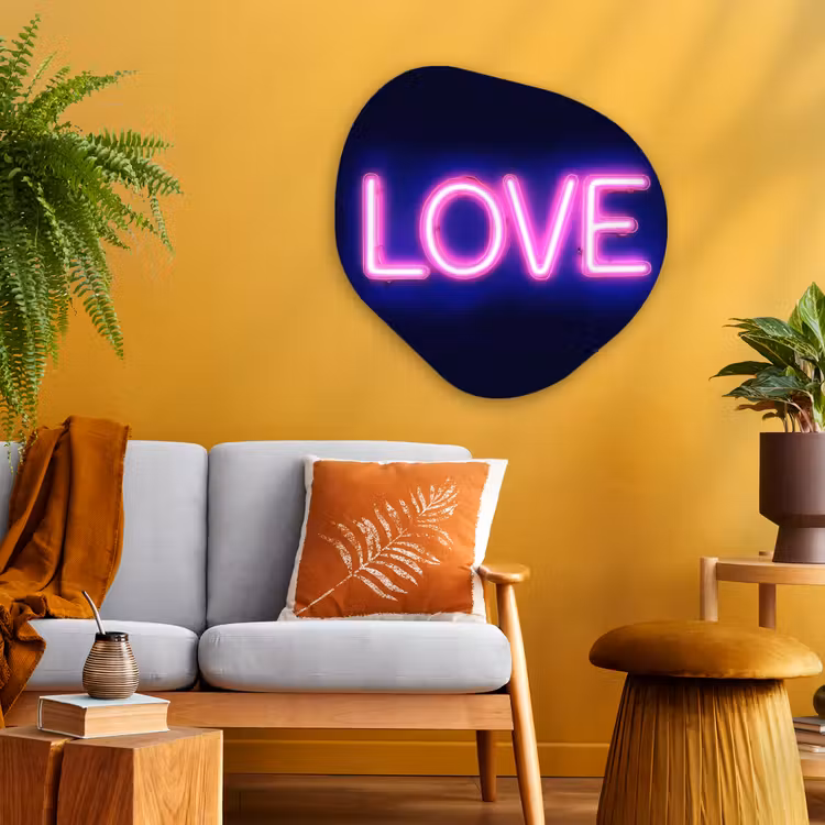 Neon - Love - Valentijn Wandcirkel Organisch Aluminium middel -sfeer4