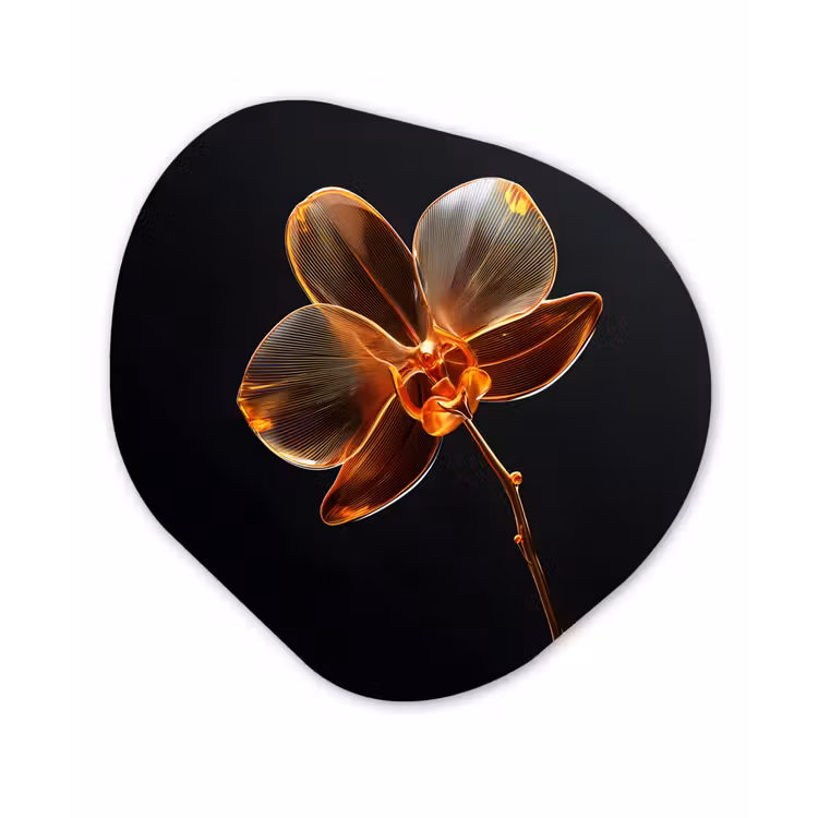 Orchidee - Doorzichtig - Bloem Wandcirkel Organisch Aluminium middel -3d