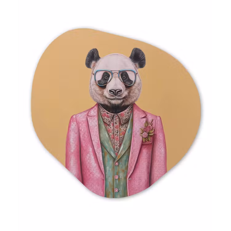 Panda - Pak - Zonnebril - Blauw Wandcirkel Organisch Aluminium middel -3d