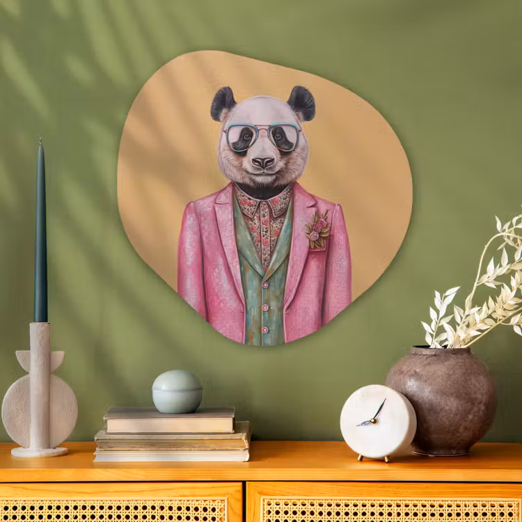 Panda - Pak - Zonnebril - Blauw Wandcirkel Organisch Aluminium middel -sfeer2
