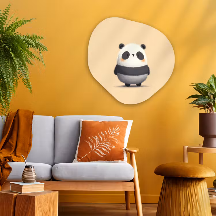 Panda - Beige - Minimalistisch Wandcirkel Organisch Aluminium middel -sfeer4