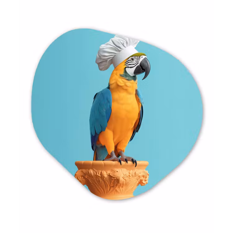 Papegaai - Koksmuts - Grappig - Vogel Wandcirkel Organisch Aluminium middel -3d
