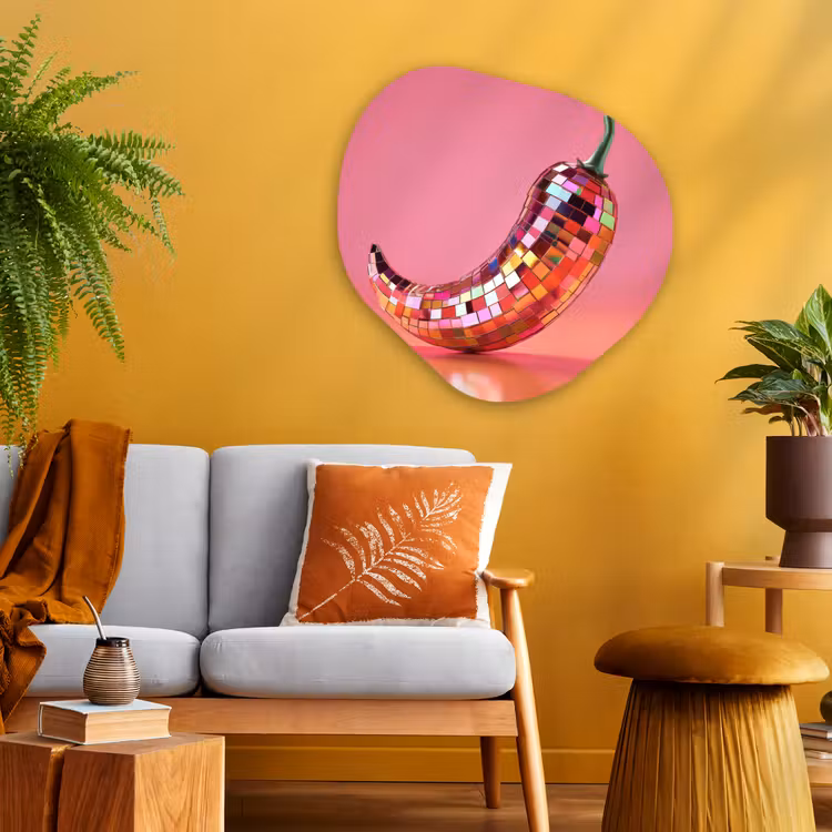 Peper - Disco - Rood - Glitter Wandcirkel Organisch Aluminium middel -sfeer4