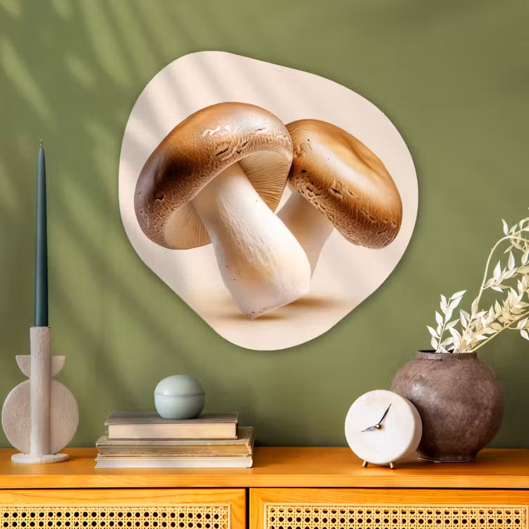 Champignons - Zacht - Beige Wandcirkel Organisch Aluminium middel -sfeer2