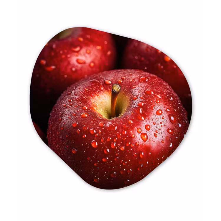 Rood - Appels - Fruit Wandcirkel Organisch Aluminium middel -3d
