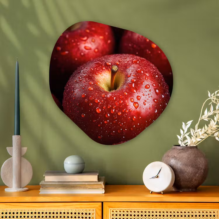 Rood - Appels - Fruit Wandcirkel Organisch Aluminium middel -sfeer2