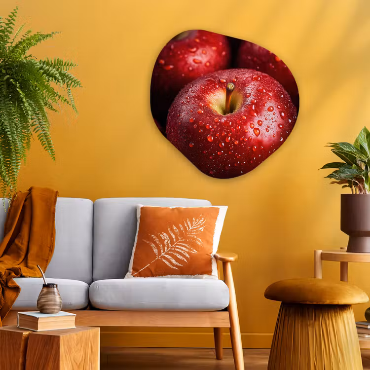 Rood - Appels - Fruit Wandcirkel Organisch Aluminium middel -sfeer4