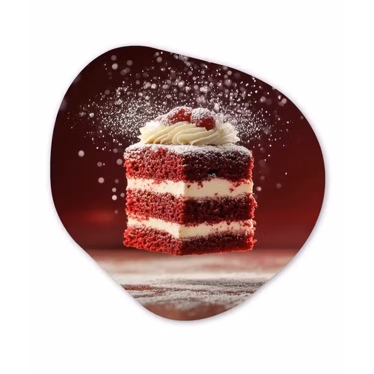 Rode - Velvet - Taart - Eten Wandcirkel Organisch Aluminium middel -3d