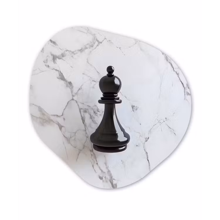 Schaakstuk - Loper - Zwart - Marmer Wandcirkel Organisch Aluminium middel -3d