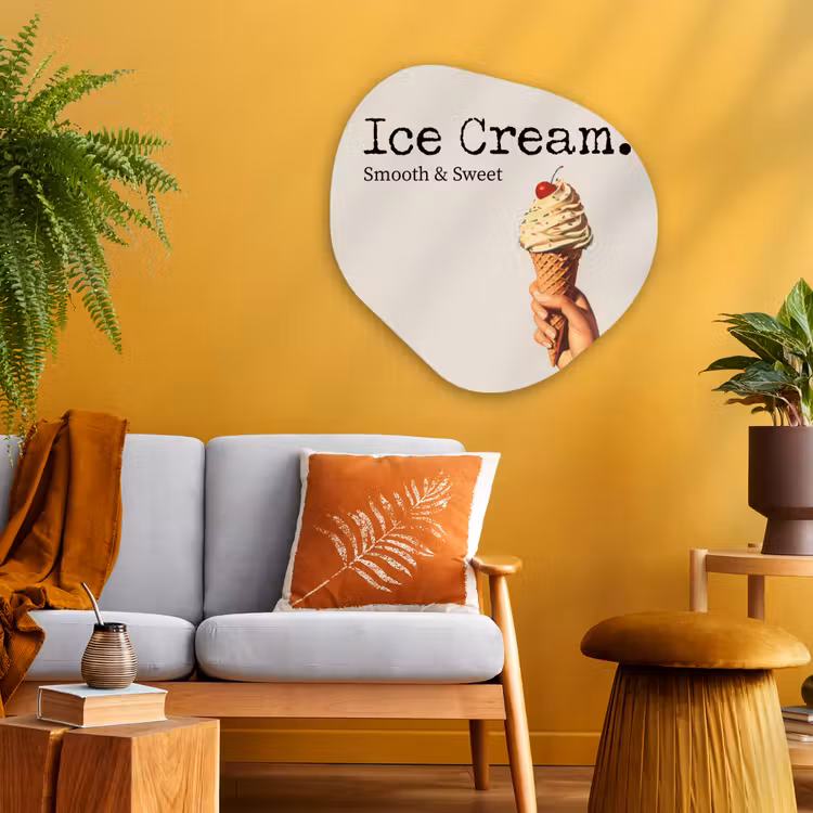 Ice cream - Softijs - Kleurrijk - Kers Wandcirkel Organisch Aluminium middel -sfeer4