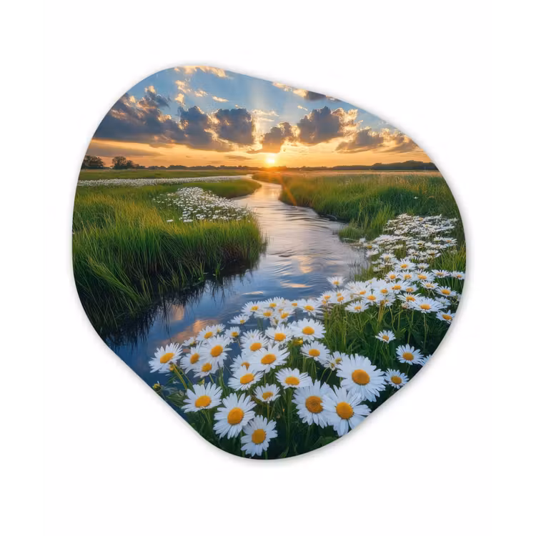 Beekje - Landschap - Margriet Wandcirkel Organisch Aluminium middel -3d