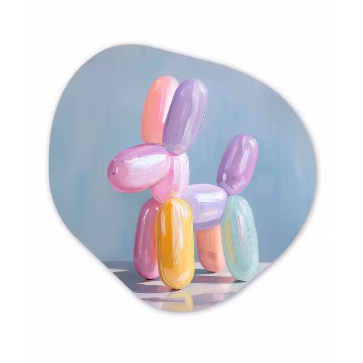 Dier - Ballon - Pasteltinten - Glanzend Wandcirkel Organisch Aluminium middel -3d