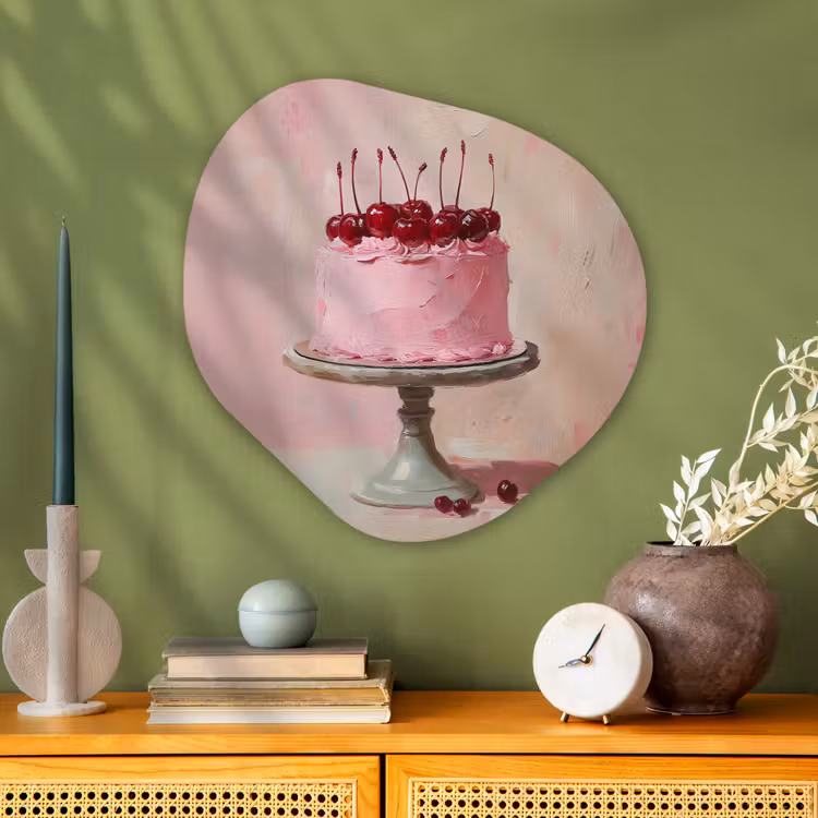 Taart - Pink - Cherry Wandcirkel Organisch Aluminium middel -sfeer2