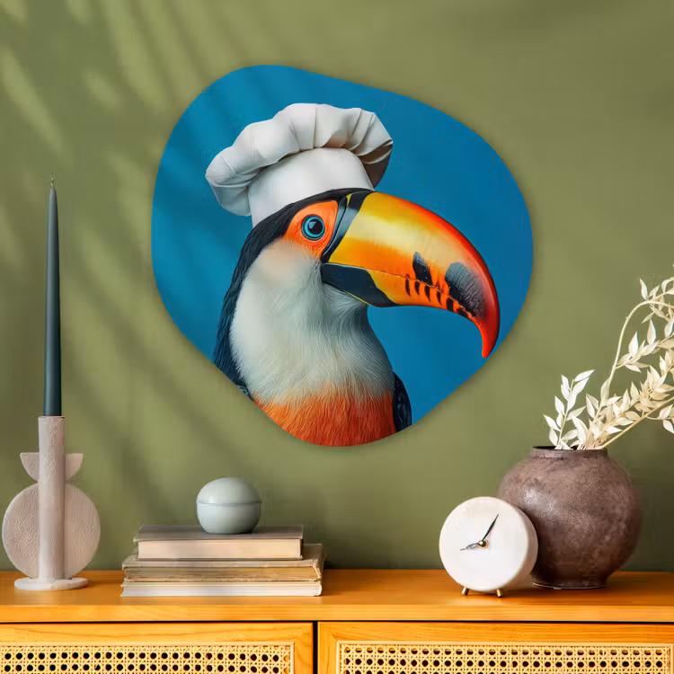 Toekan - Papegaai - Vogel - Koksmuts Wandcirkel Organisch Aluminium middel -sfeer2