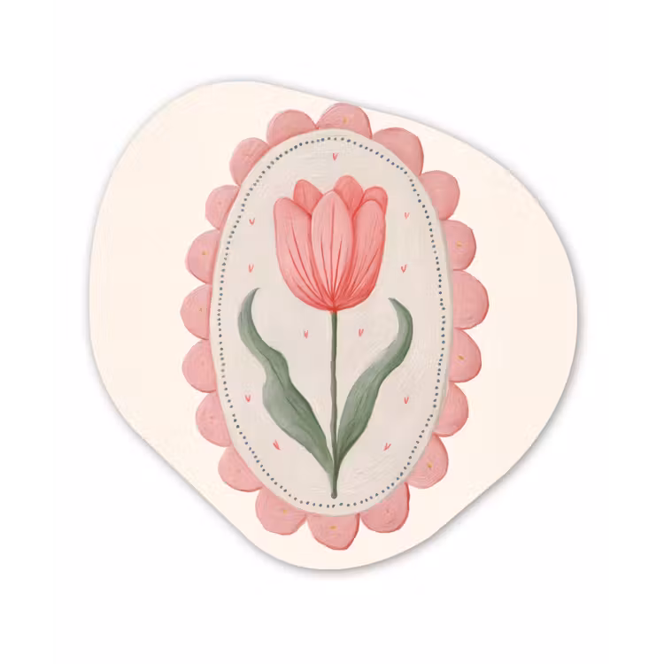 Tulp - Lijst - Ovaal - Illustratie Wandcirkel Organisch Aluminium middel -3d
