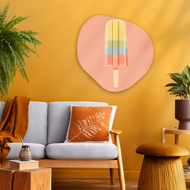 Waterijsje - Pasteltinten - Minimalistisch Wandcirkel Organisch Aluminium middel -sfeer4