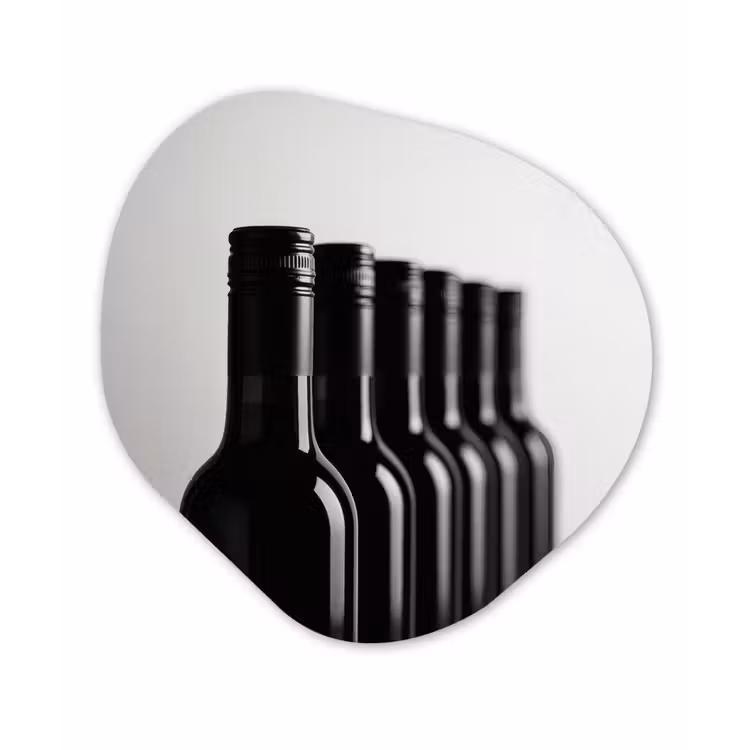 Wijnflessen - Zwart - Minimalistisch Wandcirkel Organisch Aluminium middel -3d