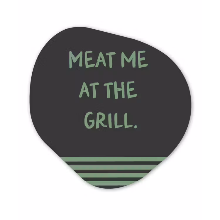 Quote - Groen - Grill - Zomer Wandcirkel Organisch Aluminium middel -3d