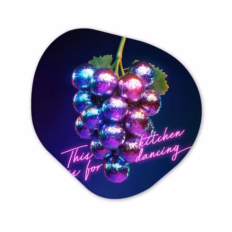 Quote - Neon - Disco - Druiven Wandcirkel Organisch Aluminium middel -3d
