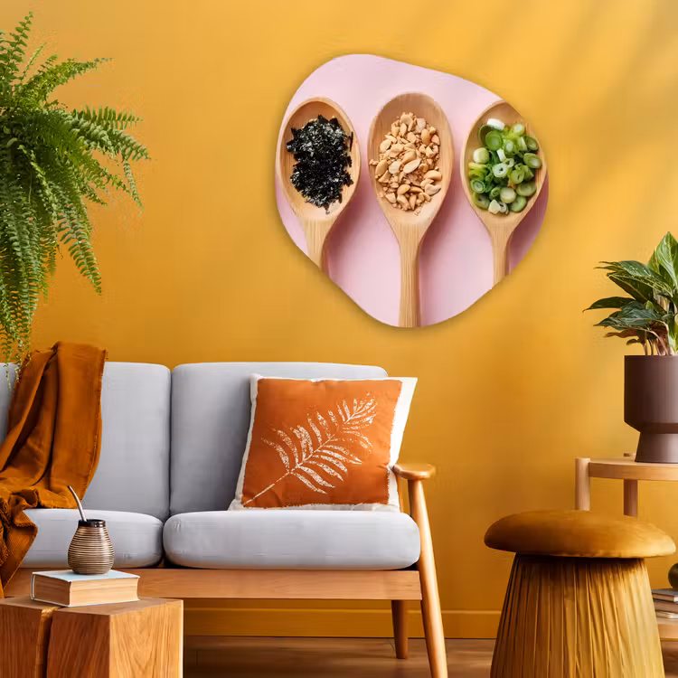 Ingrediënten - Lepels - Hout - Roze Wandcirkel Organisch Aluminium middel -sfeer4