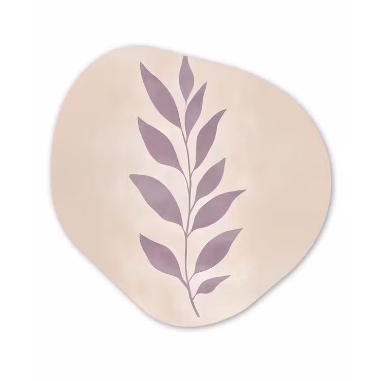 Tak - Bladeren - Minimalistisch - Beige Wandcirkel Organisch Aluminium middel -3d