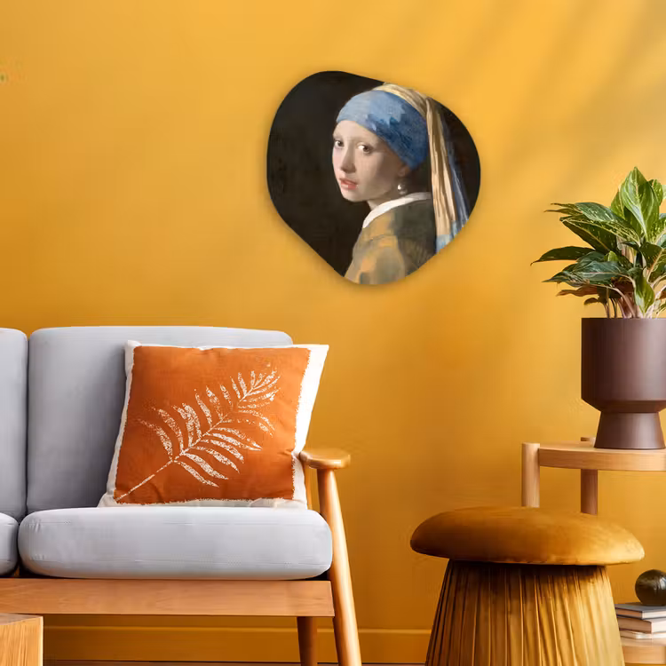 Meisje met de Parel - Schilderij van Johannes Vermeer Wandcirkel Organisch Forex 3mm klein -sfeer4