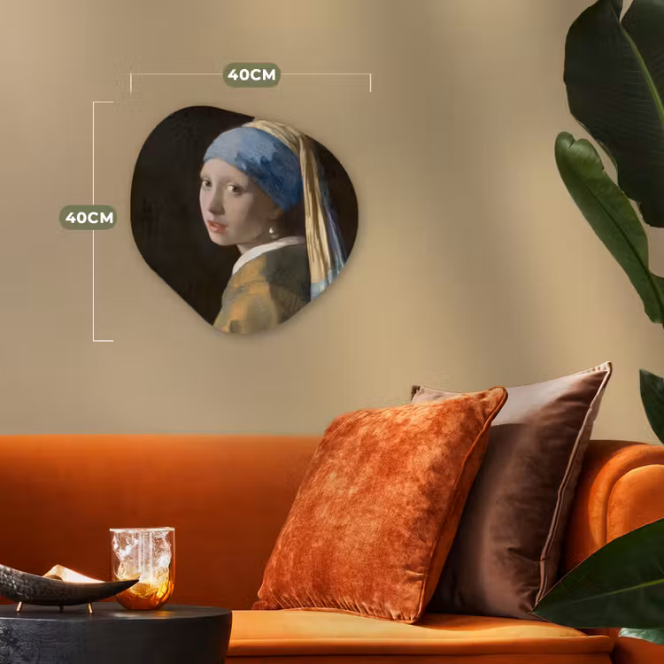 Meisje met de Parel - Schilderij van Johannes Vermeer Wandcirkel Organisch Forex 3mm klein -sfeer3