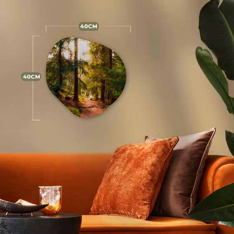 Bos - Pad - Bomen - Groen - Zon - Natuur Wandcirkel Organisch Forex 3mm klein -sfeer3