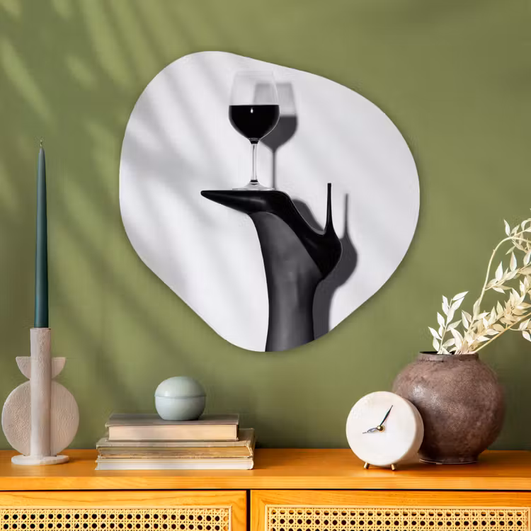 Hak - Wijn - Minimalistisch - Zwart Wandcirkel Organisch Plexiglas middel -sfeer2