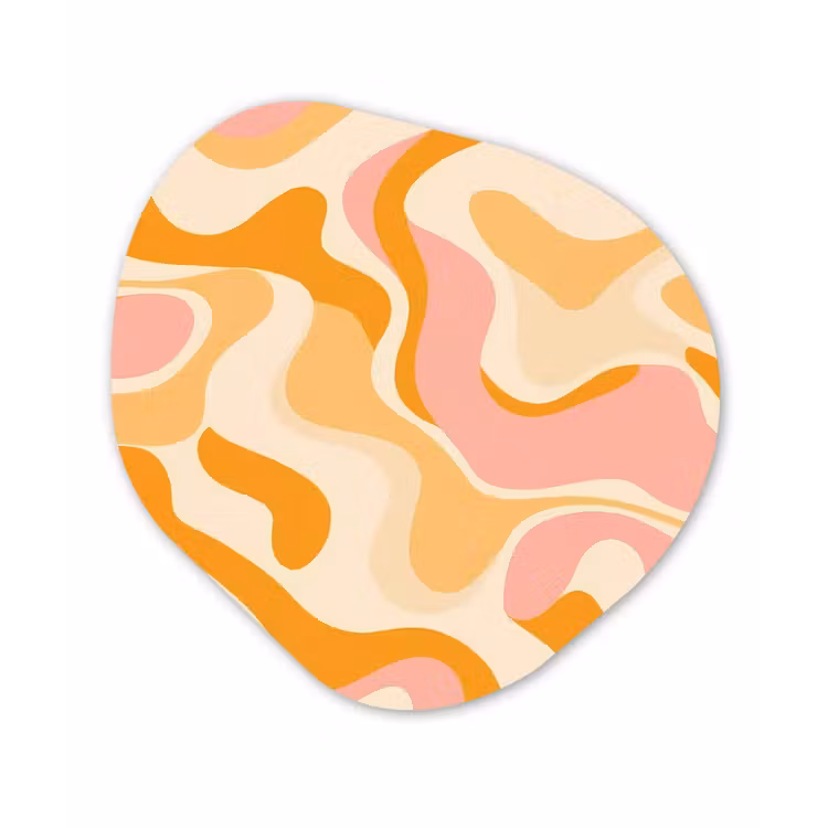 Abstract - Golvend - Oranje Wandcirkel Organisch Plexiglas middel -3d